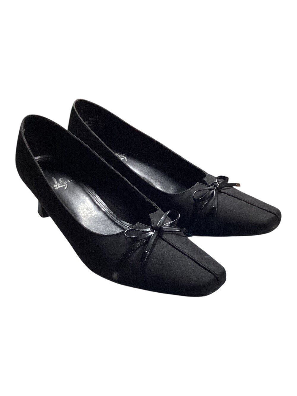 LIFESTRIDE Joyous Women's Pumps Kitten Heel Shoes BOW Black Sz 7.5M EUC w/box